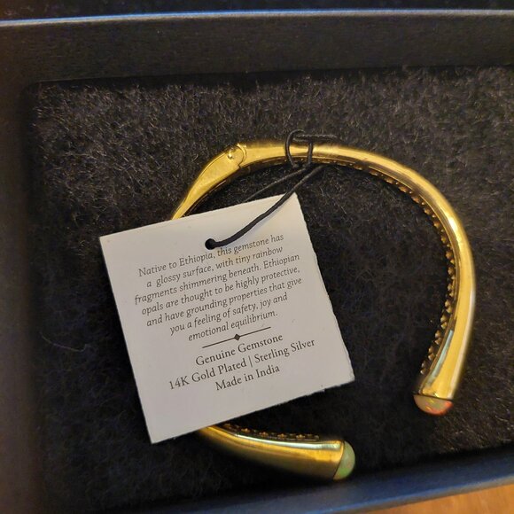 Shivam Ethiopia Opal 14kt Gold Plated Sterling Silver Cuff Bracelet NWT - Picture 3 of 3